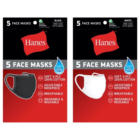 Hanes Accessories Hanes Reusable Face Masks 5pack 0 Cotton Poshmark